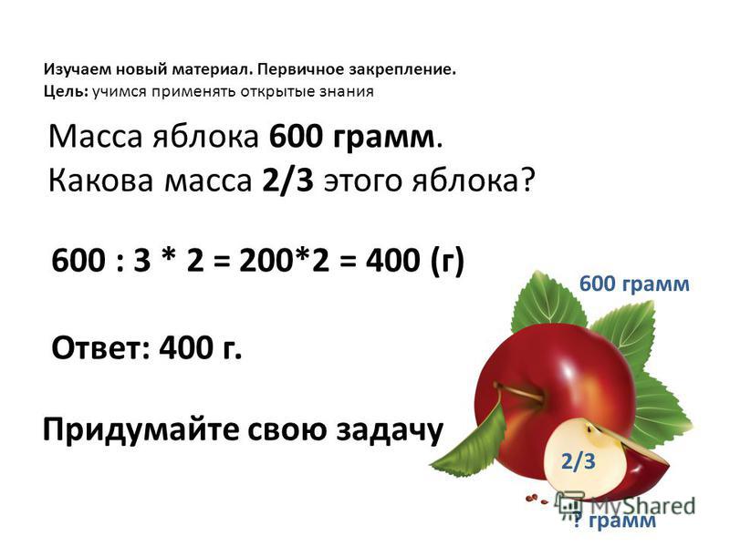Сколько вес яблока