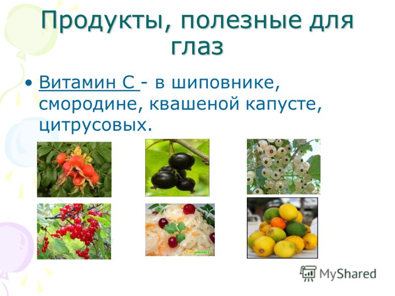 Проект полезные продукты для глаз 9 класс