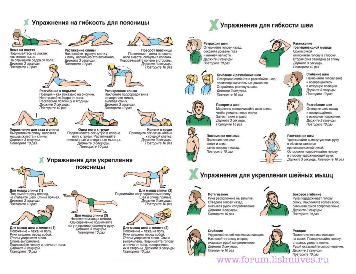 Зарядка при остеохондрозе поясничного отдела позвоночника в картинках