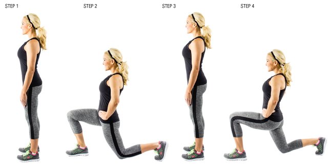 Cellulite exercises walking-lunges